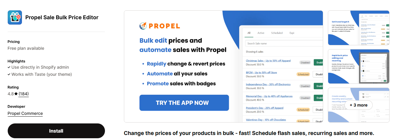 Propel Sale Bulk Price Editor